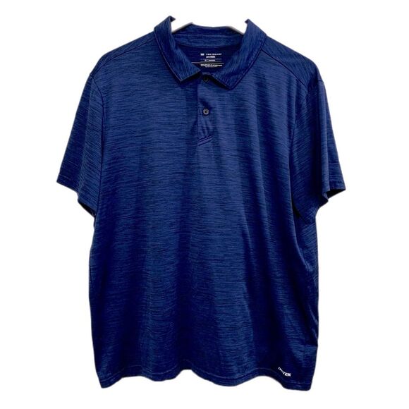 TEK GEAR DriTek Polo Men’s XL Blue Black Heather Short Sleeve Two Button. - Picture 1 of 11